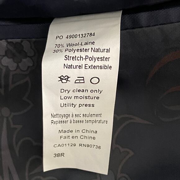 Tallia Men's 38R Suit Jacket Venezia Stretch Fabric Solid Dark Blue NEW - Picture 9 of 10